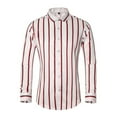 thumbnail image 2 of Taylonsss Clearance Men's Casual Fashion Loose Plus Size Combination Striped Long Sleeved Shirt, 2 of 5
