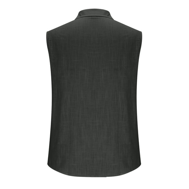 Yuyuzo Mens Sleeveless Button down Shirts Cotton Linen Summer Beach Basic Tank T-Shirt Tops