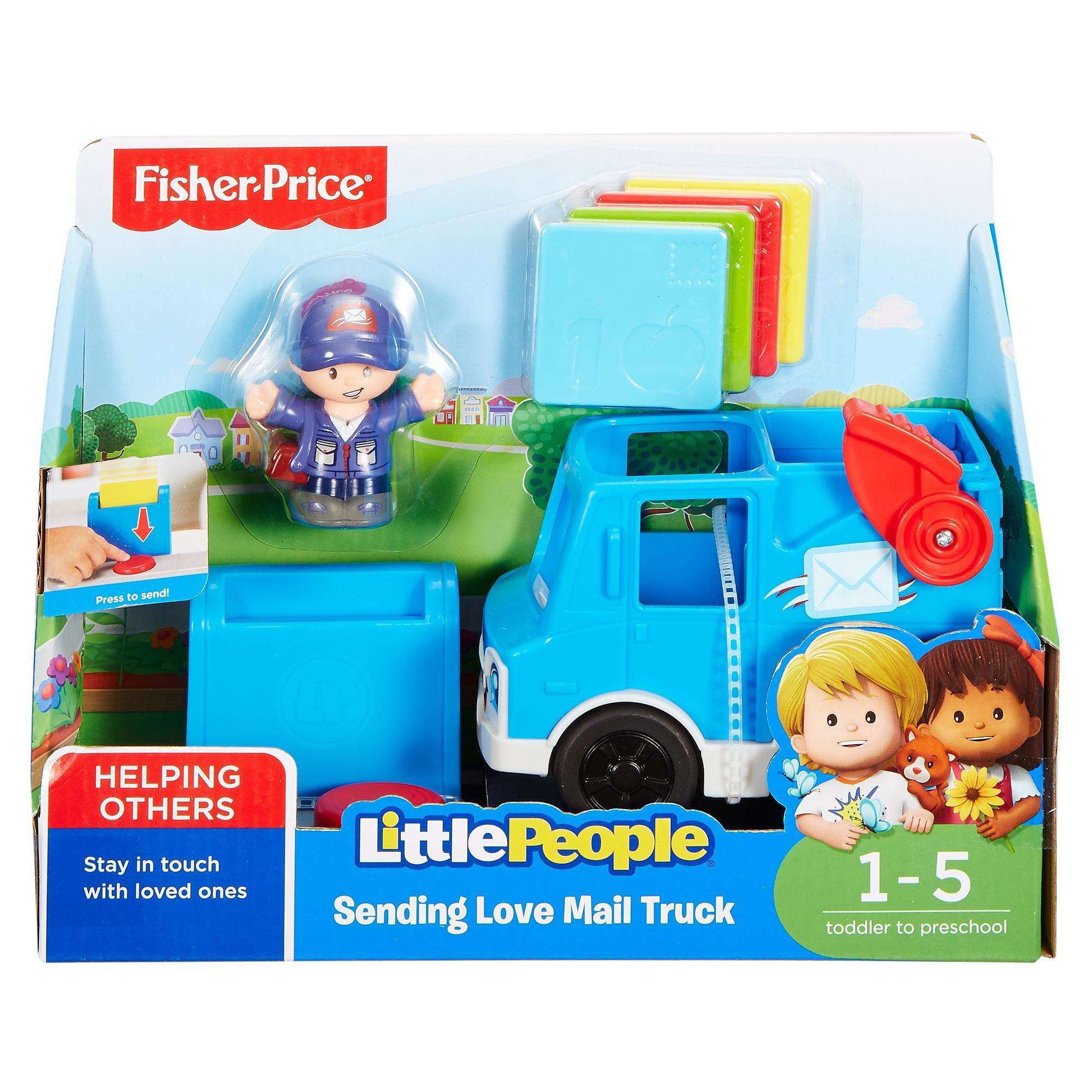 New Fisher Price Little People BLUE 4 CUPCAKES LETTER Mailman Truck Sending Mail 