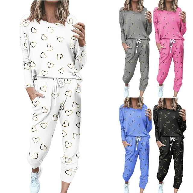 Fanxing Deals Fall 2 Piece Outfits for Women Plus Size Colorblock Crewneck Pullovers Tracksuits Loose Fit Drawstring Wide Leg Pants Sweatsuit 2 Pcs Sets