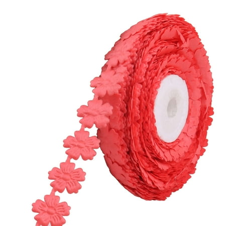 - Flower Design Headwear Band DIY Ribbon Roll Watermelon Red 1.8cm Width 20 Yards