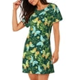 thumbnail image 2 of Picia tropical butterflies and plants Pattern Women’s Nightdress – Casual Short-sleeved Loose-Fit Sleepwear, Soft Cotton Short-Sleeve Sleep Shirt for Relaxation & Comfort, 2 of 6