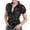 A#Black2110, variant on XIAOCHA Striped Print Button-Up Shirt For Women Short Sleeve Oktoberfest Casual Daily Top
