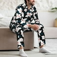 thumbnail image 7 of Honeii Lilies Flowers Pattern Mens Pajamas Set,2pcs Men's Lounge Long Sleeve Sleep Shirt and Pajama Bottoms Sleepwear Set,Mens Pjs Sets-X-Large, 7 of 7