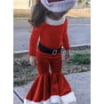 thumbnail image 5 of Franhais 3Pcs Christmas Sets for Grils Long Sleeve Round Neck Tops + Solid Color Flared Pants + Hat, 5 of 7