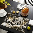 thumbnail image 3 of Black Marble Gold Dot Pattern Summer Placemats Table Placemats Set Of 6-Linen Kitchen Washable Placemats Table Mats 11.8"x17.7" Non-Slip Heat Resistant, 3 of 5