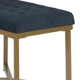 thumbnail image 2 of Benjara Metal Framed Bench with Button Tufted Velvet Upholstered Seat, Dark Blue and Gold, 2 of 5