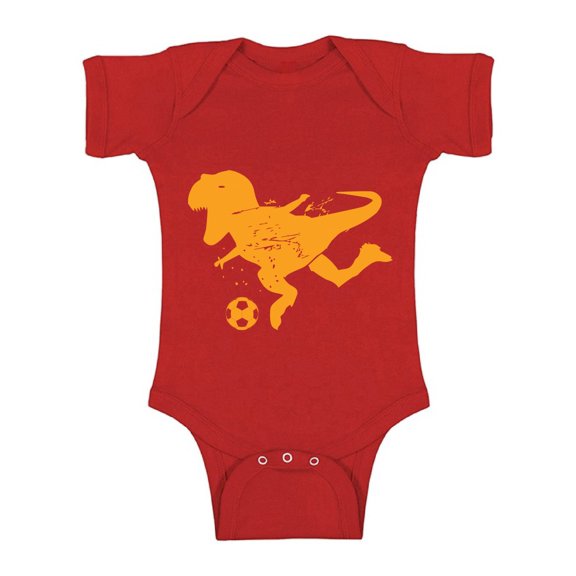 Awkward Styles Soccer Dinosaur Baby Bodysuit Short Sleeve Soccer One Piece Top for Baby Dinosaur Bodysuit Soccer Fans Dinosaur Soccer Short Sleeve One Piece Top Dinosaur Gifts for Baby Sports Fan