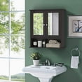 thumbnail image 2 of PurelyGoods Bathroom Cabinet Wall Mounted with Double Mirror Doors, Wood Hanging Cabinet with Doors and Shelves, Bathroom Wall Mirror Cabinet (Brown), 2 of 20