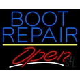 thumbnail image 1 of Blue Boot Repair Open With Line LED Neon Sign 15 x 19 - inches, Black Square Cut Acrylic Backing, with Dimmer - Bright and Premium built indoor LED Neon Sign for store interior Décor, Storefront., 1 of 7