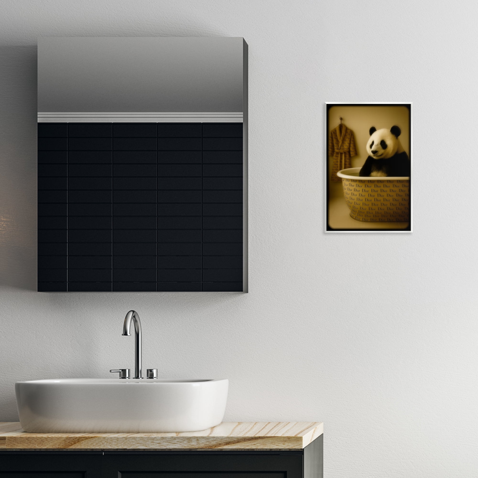 Stupell Industries Couture Panda in Luxury Tub Wall Plaque Art, design by Grotto Studios