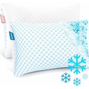 2-Pack Queen Cooling Pillows - Luxury Shredded Memory Foam with Cold Gel, Adjustable Support