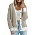 thumbnail image 2 of Women'S Casual Open Front Long Sleeve Chunky Knit Striped Cardigan Sweaters Outerwear Coats Apricot M, 2 of 8
