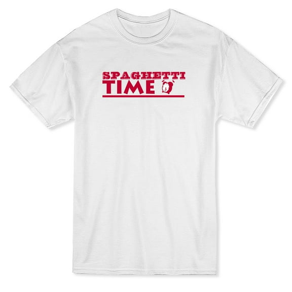 Spaghetti Time Graphic Men White T-Shirt, Male Large