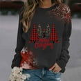 thumbnail image 2 of Staron Chandail de Noël pour Femmes, Chandail à Manches Longues pour les Fêtes, Joyeux Noël, Hauts à Imprimé Léopard à Carreaux et Arbre, Chandails à Col Rond, Blouse Décontractée Festive, Cadeau pour Elle, 2 of 4
