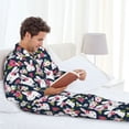 thumbnail image 6 of Susaid Rabbit And Rose Print Men's Long Sleeve Pajama Set, Two-Piece Button-Down Loungewear PJs Set, Comfortable Sleepwear for Relaxation-Large, 6 of 7