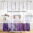 thumbnail image 6 of 72x72 Inch Purple Marble Shower Curtain for Bathroom Abstract Lavender Purple Gradient Gold Texture Fabric Shower Curtains Modern Luxury Aesthetic Ink Art Bath Curtain Polyester with Hooks, 6 of 6