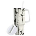 thumbnail image 2 of JSTEL Black Bamboos 40 oz Tumbler Stainless Steel Water Bottle Vacuum Insulated Cup with Straw Lid & Handle For Travel Car Cup Holder, 2 of 8