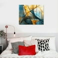 thumbnail image 4 of COMIO Blue Golden Entrance Painting Abstract Painting Printed on Canvas Prints Wall Art for Living Room Modern Picture Home Decor  With Black Framed Ready to Hang, 4 of 4