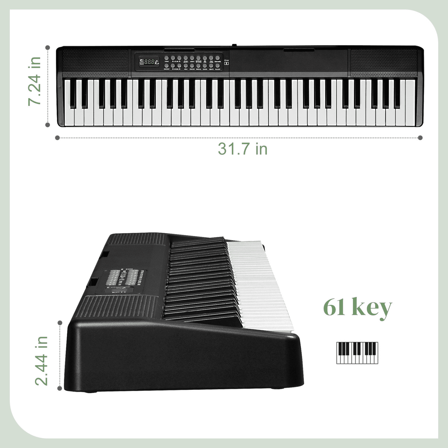 Hassch 61-Key Folding Bluetooth Keyboard Piano for Beginners, Portable Semi-Weighted Digital Piano with Bag and Pedal, Black