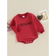 thumbnail image 3 of Suealasg Infant Baby Boys Valentine’s Day Romper 3M 6M 12M 18M Newborn Spring Playsuit Letter Print Long Sleeve Round Neck Bodysuits Jumpsuits for Boys Girls, 3 of 7
