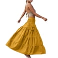 thumbnail image 6 of WQQZJJ Women's Casual Skirts, Boho Maxi Loose Solid Color Long Skirt, Summer High Waist Pleated Pockets Ankle-Length Skirt, 6 of 9