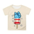 thumbnail image 3 of 250 Anniversary Usa Shirt Summer Tops Graphic Tees for Girls Stylish Printed Short Sleeve Round Neck Comfortable Casual Daily Everyday Wear Light Yellow, 3 of 5
