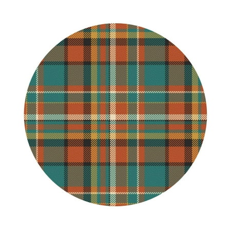 

Pofeuu colorful plaid Print Leather Coasters Set of 6 Round Cups Mugs Mat Pad for Home Kitchen Heat Resistant Drink Coasters Round Shape