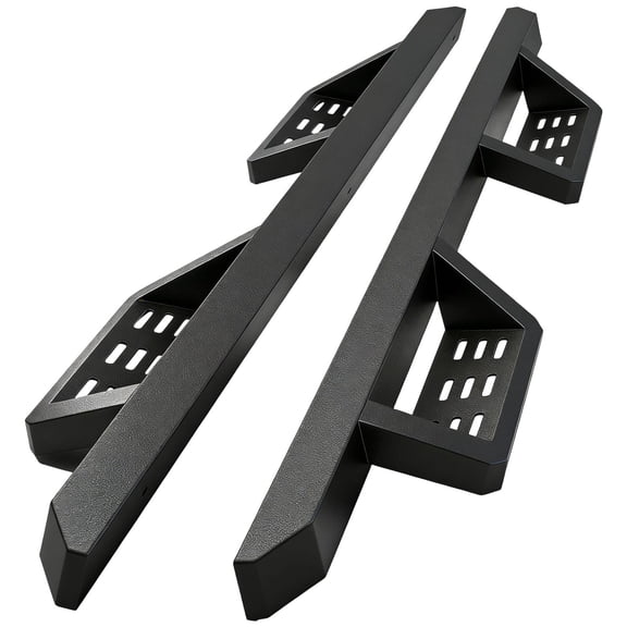 Dodge Ram Running Boards Compatible for 2009-2018 Dodge Ram 1500 (Incl. 2019-2024 1500 Classic), 2010-2026 Ram 2500/3500 Crew Cab, Two Stairs Nerf Bars Step Plates Rock Sliders Rail, Carbon Steel