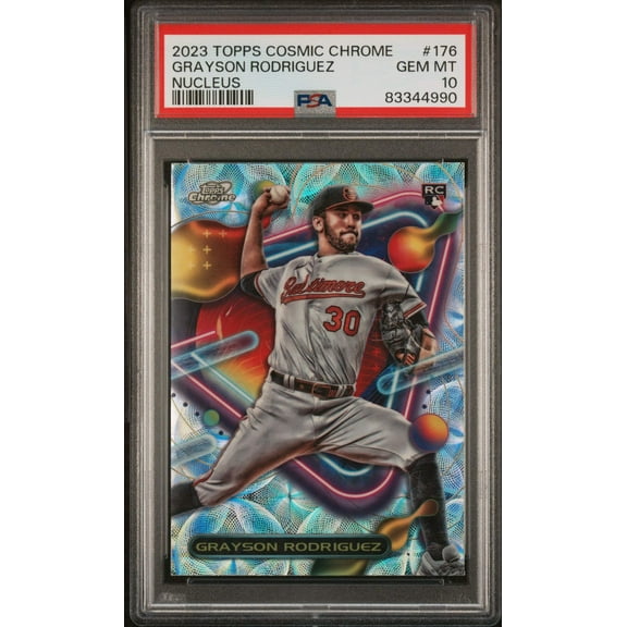 Graded 2023 Topps Cosmic Chrome Grayson Rodriguez #176 Nucleus Rookie RC Baseball Card PSA 10 Gem Mint