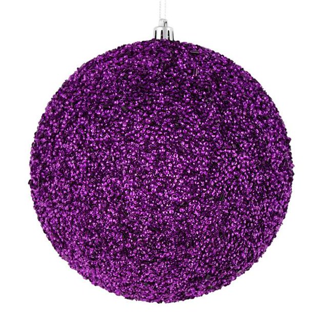 Vickerman N185766D Boule Perlée Violette de 4,75 Pouces avec Perçage 6 par Sac