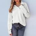 thumbnail image 5 of Hrsba Womens Casual Long Sleeve Sweatshirt Solid Color Collar Button Sweatshirt Long Sleeve Pullover Sports Top For Fall Winter, 5 of 5
