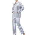 thumbnail image 4 of Sakmal Long Sleeve Shirt and Pants Summer Pajamas for Women Set Plus Size Cotton Striped Pj Set ,Gray,XXL, 4 of 4