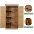 thumbnail image 3 of 68''x33''x20'' Outdoor Wooden Storage Shed with Metal Top Tall Vertical Tool Cabinet for Backyard Garden Patio Lawn (Gold), 3 of 8