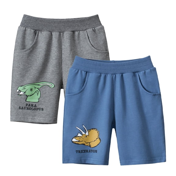 LYMAYTER Kids Baby Boys Cotton Shorts Summer Five Points Elastic Waist Pants for Toddler Cartoon Printing Sweat Shorts 1-9 Years