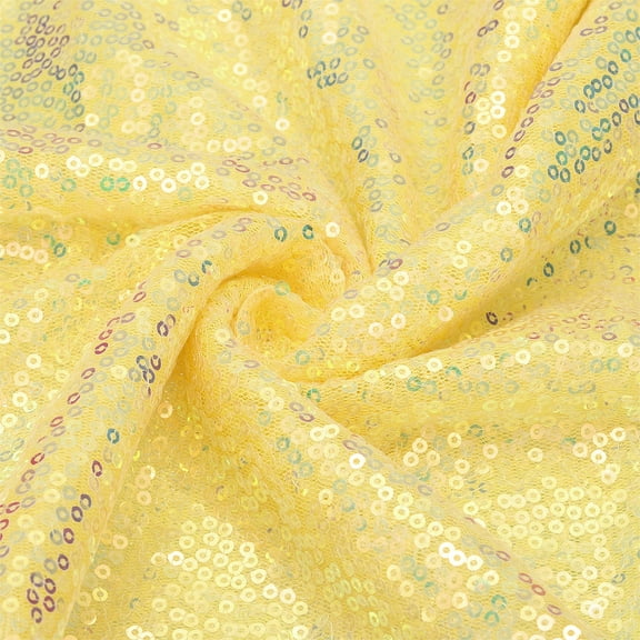 Iridescent Yellow Sequin Fabric, by The Yard, 1 Yard Length 4.3ft Wide Sequin Velvet Fabric Shiny Sparkly Cloth for DIY Sewing, Dress, Backdrop, Tablecloth, Table Runner