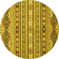 thumbnail image 1 of Ahgly Company Machine Washable Indoor Round Abstract Yellow Modern Area Rugs, 4' Round, 1 of 4