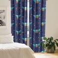 thumbnail image 2 of Ambesonne Celestial Curtains, Moon Star Pattern Bee Art, Pair of 28"x95", Navy Blue and Earth Yellow, 2 of 5