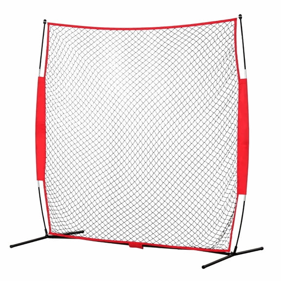 Barricade Backstop Net 7x7 ft, Portable Sports Barrier Netting, Baseball Softball Lacrosse Soccer Protection Screen with Carry Bag for Backyard Training
