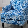 thumbnail image 6 of Aukfa Accent Chair Mid-Century Modern High Back Armchair Lounge for Living Room, Rivet Trim, Blue-and-White Porcelain Pattern, 6 of 10