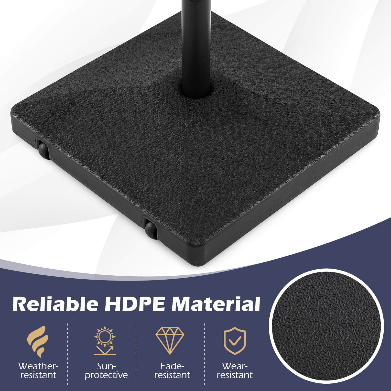 Costway Fillable Umbrella Base 90 LBS Heavy Duty with 2 Wheels, Water/Sand Filled