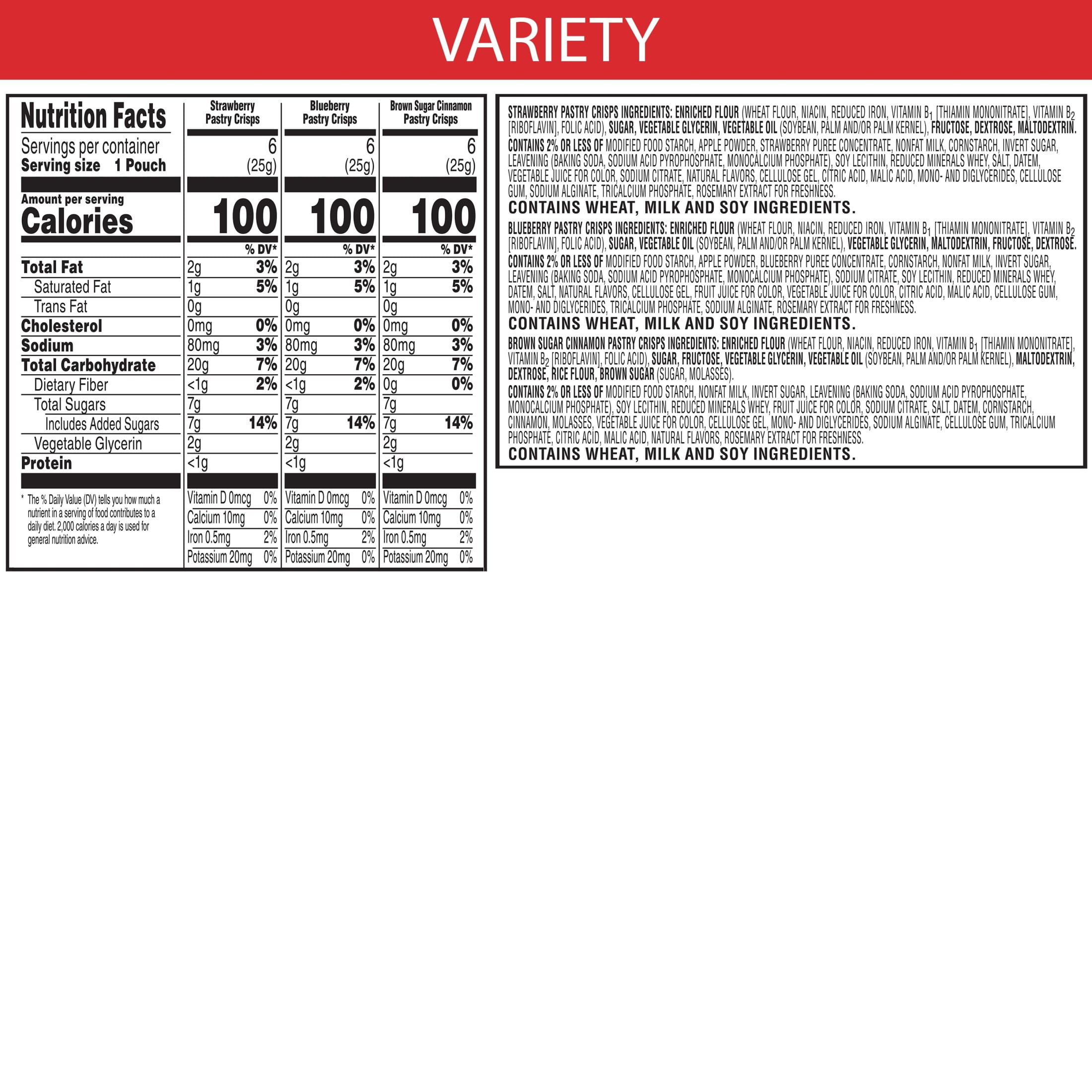 Special K Variety Pack Pastry Crisps, 100 Calorie Snacks, Shelf-Stable, 15.84 oz (36 Count)