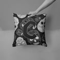 thumbnail image 2 of Monogram Letter Day of the Dead Skulls Black Fabric Decorative Pillow, 2 of 4