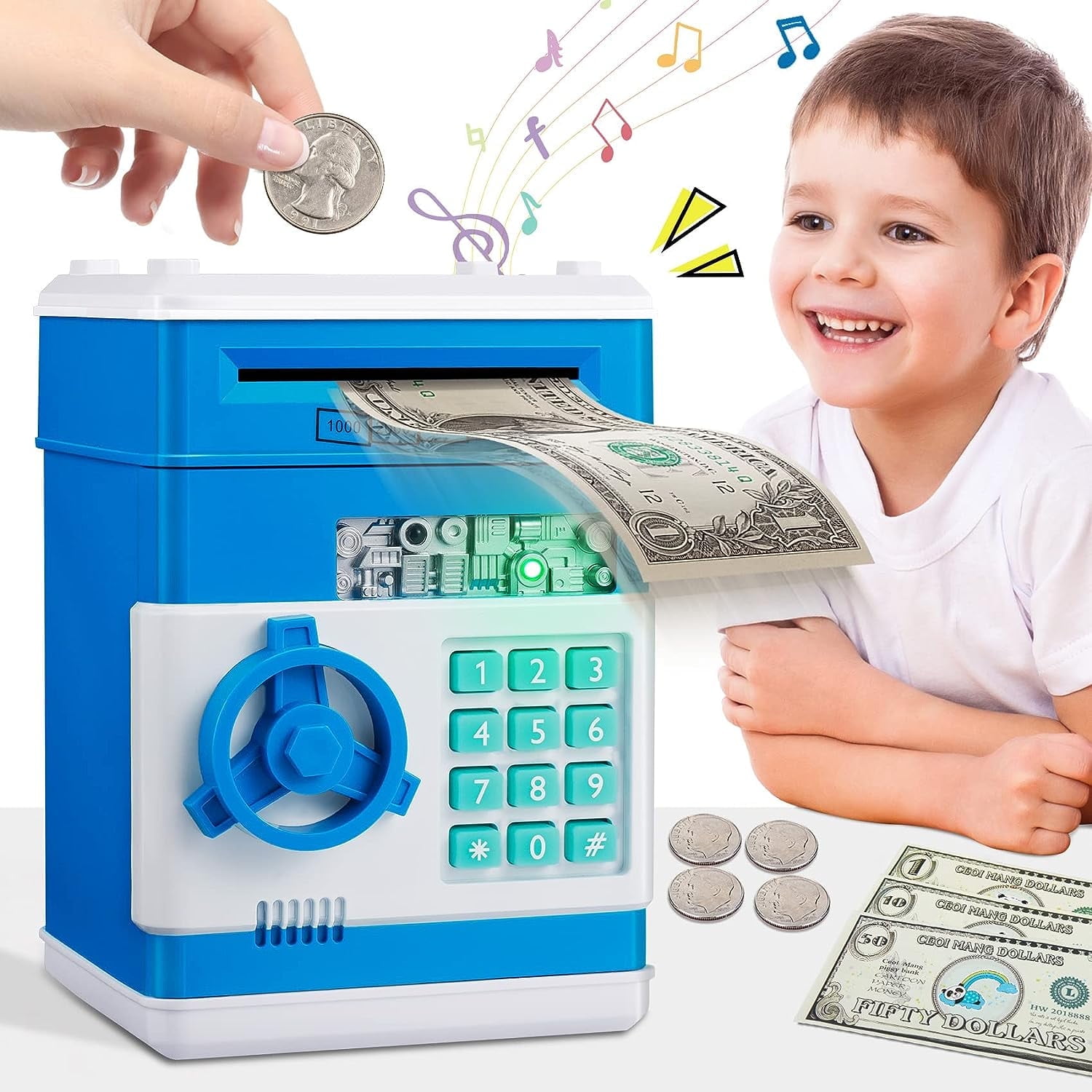 Piggy Bank Toys for 4 5 6 7 8 Year Old Boys Gift Ideas, Real Money