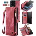 thumbnail image 2 of Wallet Case Compatible with Galaxy S21 Ultra 2 in 1 Leather Zipper Detachable Magnetic Phone Case with 10 Card Slots Clutch Purse Cover Galaxy S21 Ultra Premium PU Case Red, 2 of 12