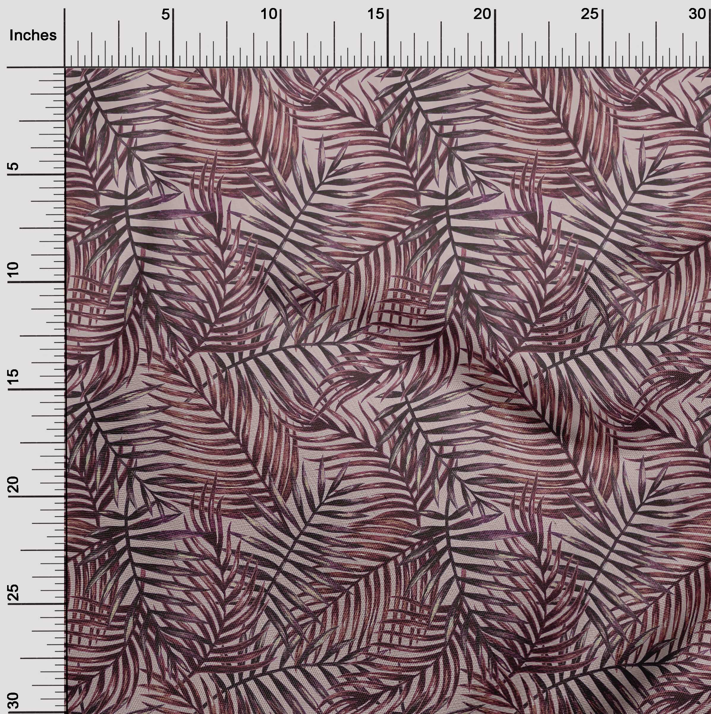 oneOone Cotton Poplin Dark Magenta Fabric Leaves Sewing Fabric By The Yard Printed Diy Clothing Sewing Supplies 56 Inch Wide