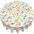 thumbnail image 3 of Happy Birthday Tablecloth, White Round Tablecloth 70 Inch, Colorful Round Table Cloth for Birthday Party Decor, Wipeable Waterproof Polyester Fabric Table Cover for Holiday Outdoor Camping Picnic, 3 of 7