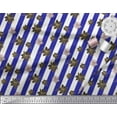 thumbnail image 3 of Soimoi Blue polyester Crepe Fabric Stripe & Clematis Floral Fabric Prints By Yard 52 Inch Wide, 3 of 3