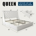 thumbnail image 2 of Galnfu Queen Bed Frame with 4 Storage Drawers, Giant Upholstered Wingback Headboard, Fast Charging Station, No Box Spring Needed, Noise-Free,White, 2 of 8