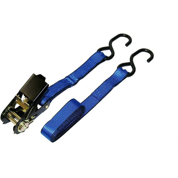 Everest S1001 Blue 1-Inch x 6-Feet Standard Ratchet Tie Down with S-Hook - 900 lbs. Load Capacity